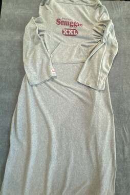 Varsity Snuggie Fleece Wearable Blanket Robe Grey XXL